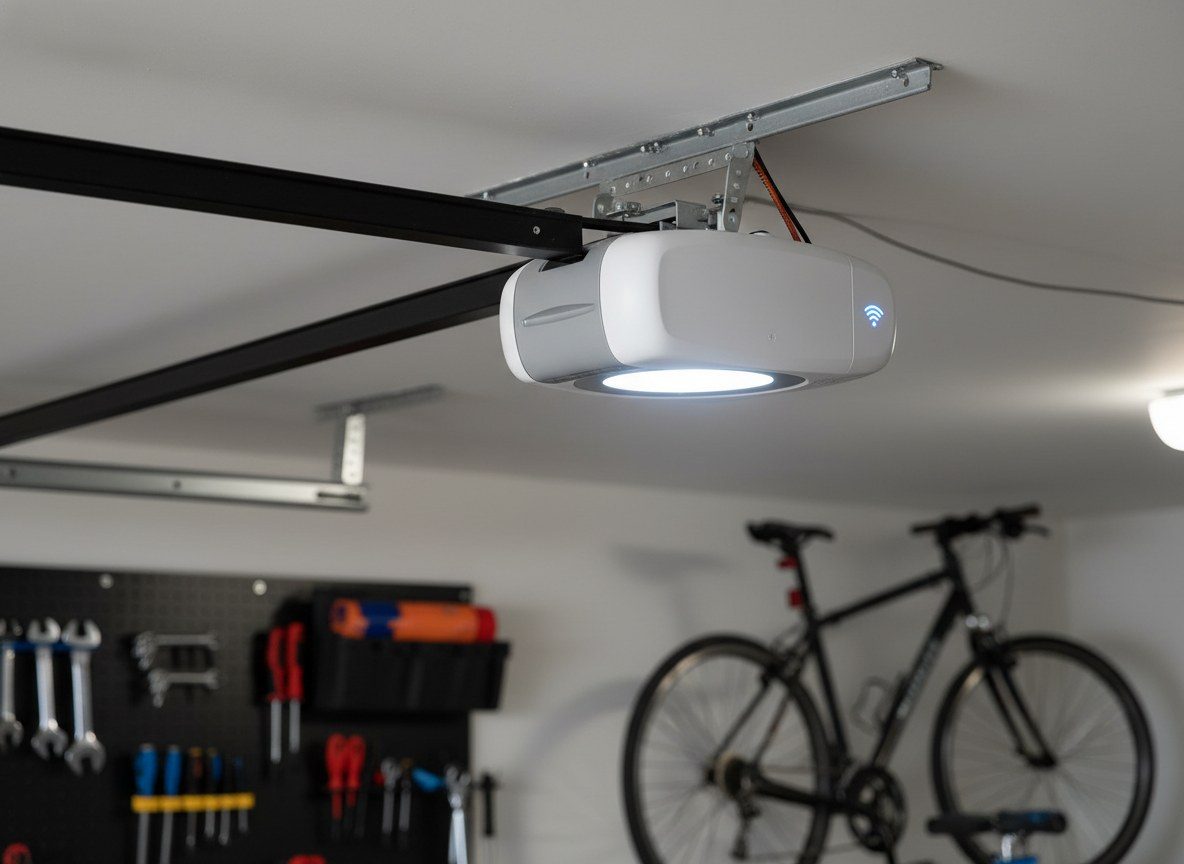 LiftMaster smart opener install on a Palm Beach ceiling